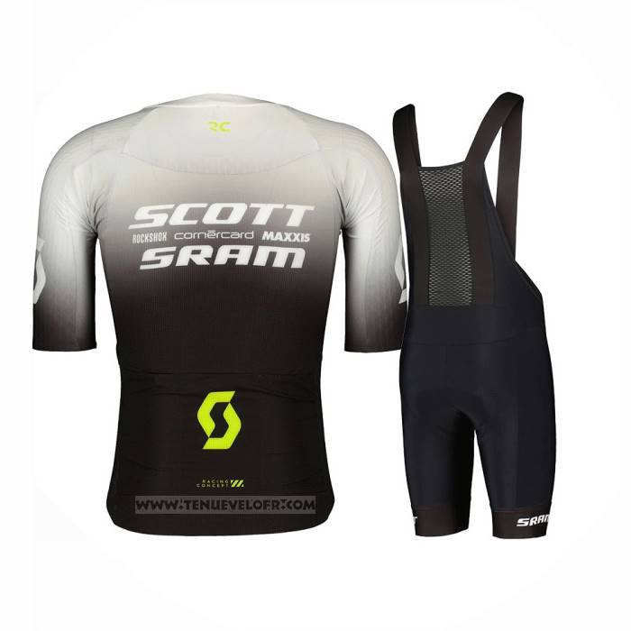 2023 Maillot Cyclisme Scott Sram Gris Noir Manches Courtes et Cuissard